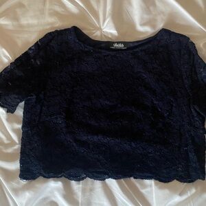 Navy blue lace crop top